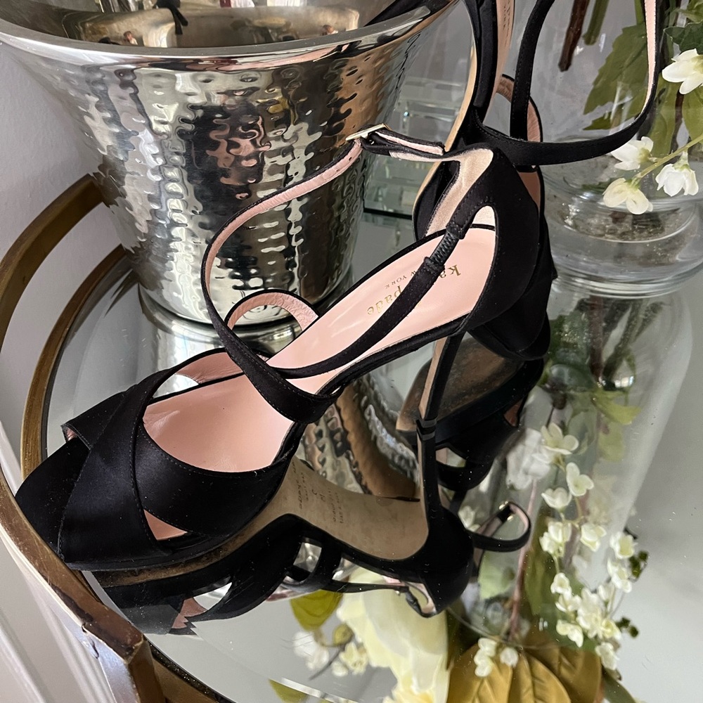 Kate Spade black satin sandal